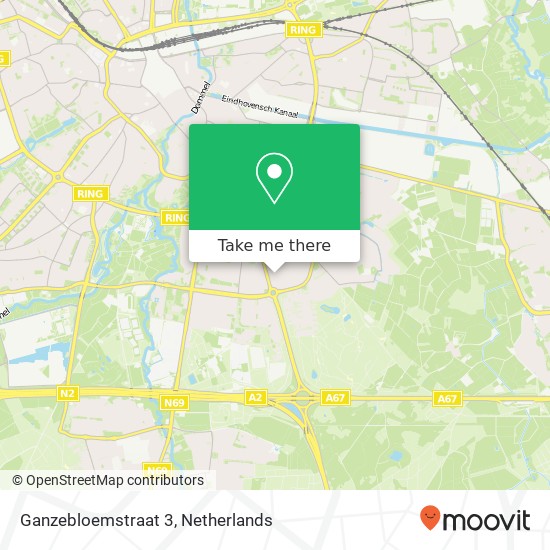 Ganzebloemstraat 3, 5643 JN Eindhoven kaart