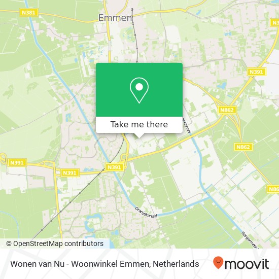 Wonen van Nu - Woonwinkel Emmen, Nijbracht 82 kaart