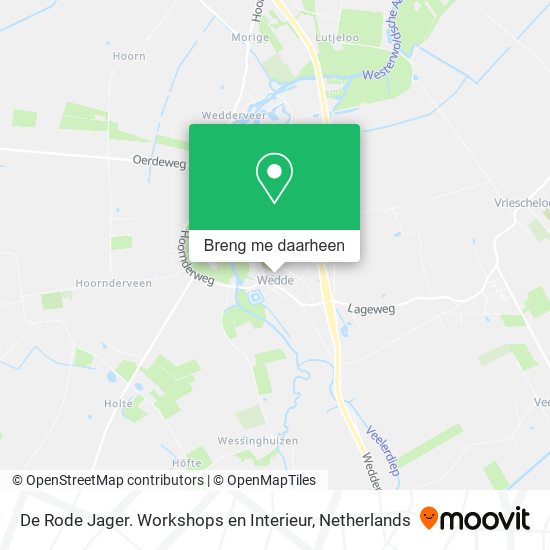 De Rode Jager. Workshops en Interieur kaart