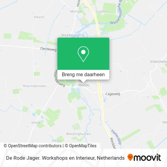 De Rode Jager. Workshops en Interieur kaart