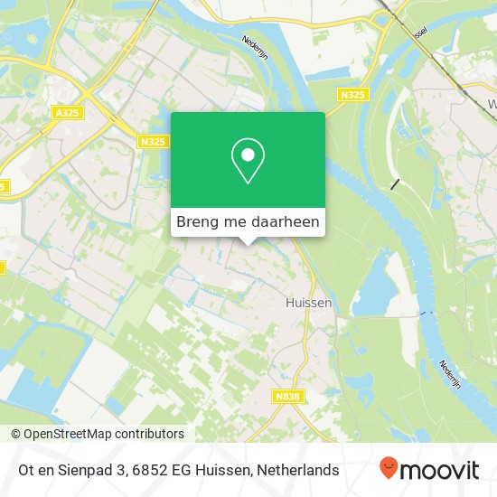 Ot en Sienpad 3, 6852 EG Huissen kaart