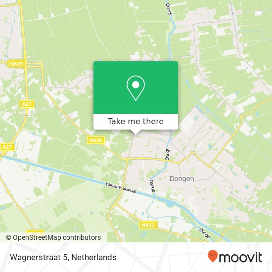 Wagnerstraat 5, 5102 BG Dongen kaart