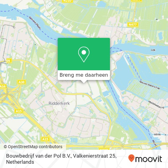 Bouwbedrijf van der Pol B.V., Valkenierstraat 25 kaart