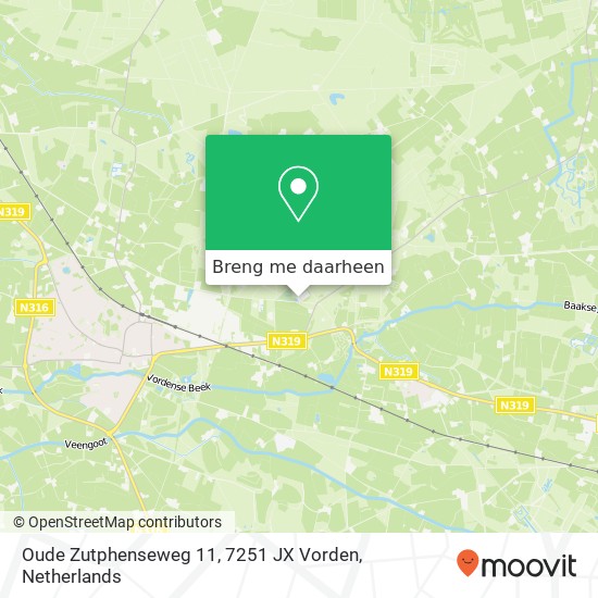 Oude Zutphenseweg 11, 7251 JX Vorden kaart