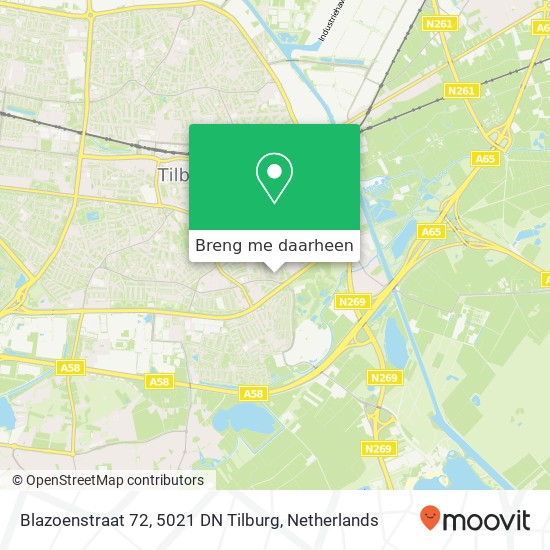 Blazoenstraat 72, 5021 DN Tilburg kaart