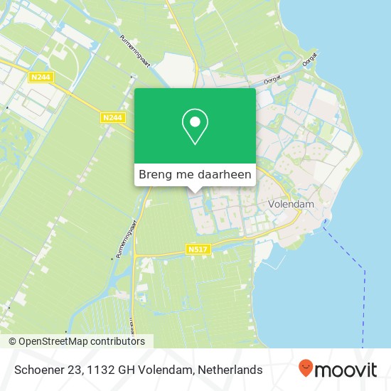 Schoener 23, 1132 GH Volendam kaart