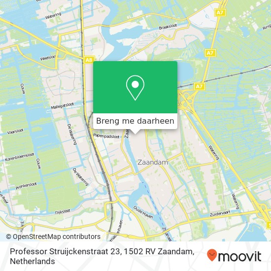 Professor Struijckenstraat 23, 1502 RV Zaandam kaart