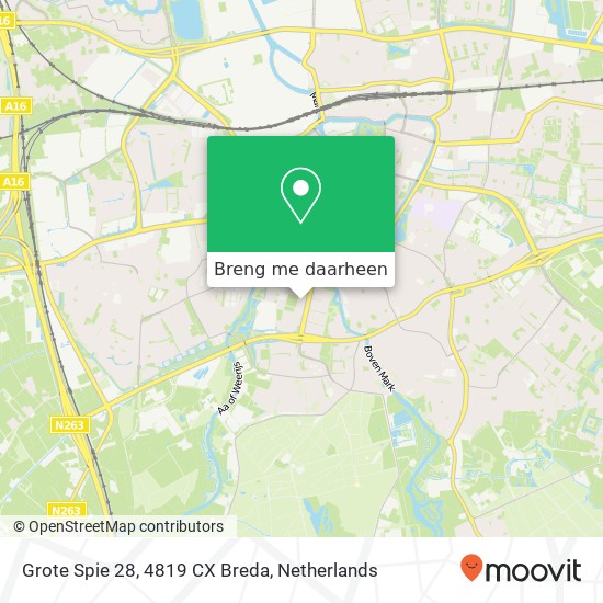 Grote Spie 28, 4819 CX Breda kaart