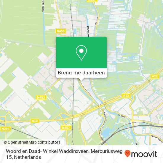 Woord en Daad- Winkel Waddinxveen, Mercuriusweg 15 kaart