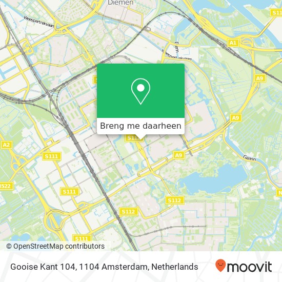 Gooise Kant 104, 1104 Amsterdam kaart