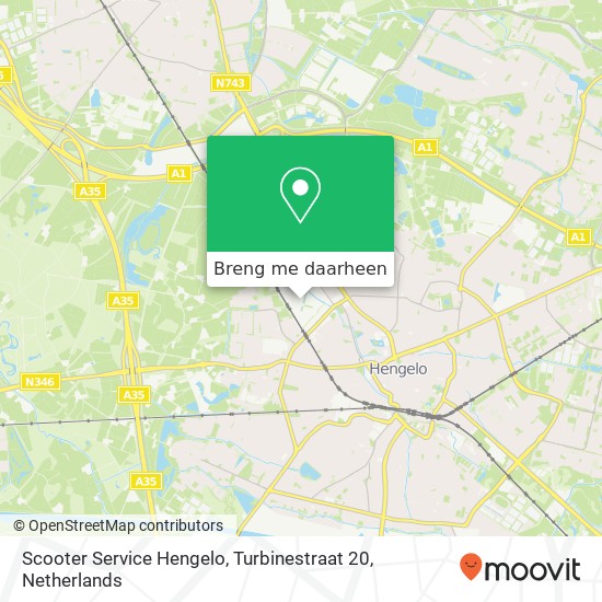 Scooter Service Hengelo, Turbinestraat 20 kaart