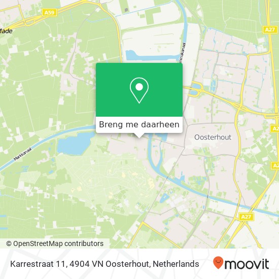 Karrestraat 11, 4904 VN Oosterhout kaart