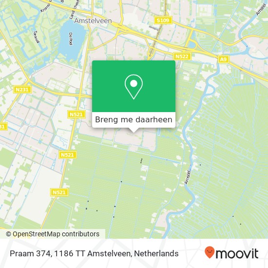 Praam 374, 1186 TT Amstelveen kaart