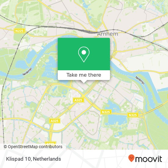 Klispad 10, 6841 GW Arnhem kaart