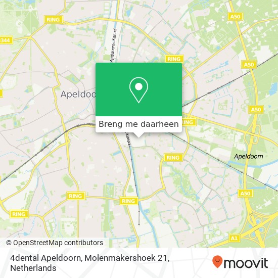 4dental Apeldoorn, Molenmakershoek 21 kaart