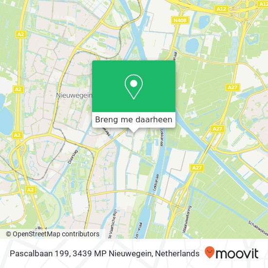 Pascalbaan 199, 3439 MP Nieuwegein kaart