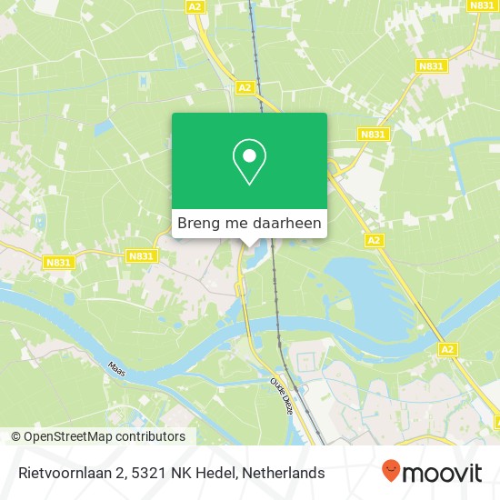 Rietvoornlaan 2, 5321 NK Hedel kaart