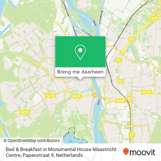 Bed & Breakfast in Monumental House Maastricht Centre, Papenstraat 9 kaart