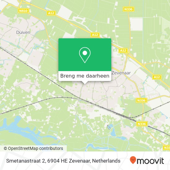 Smetanastraat 2, 6904 HE Zevenaar kaart