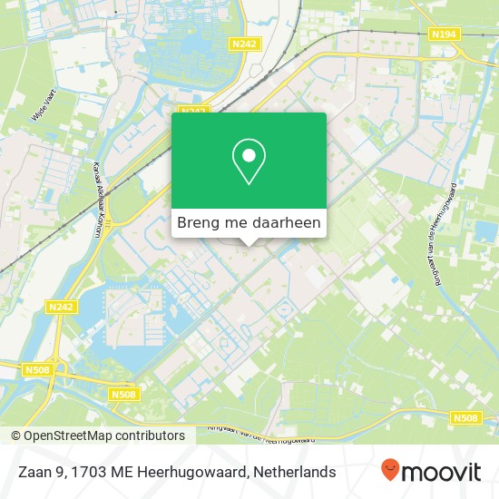 Zaan 9, 1703 ME Heerhugowaard kaart