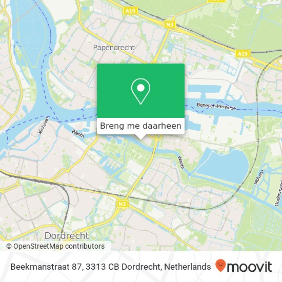 Beekmanstraat 87, 3313 CB Dordrecht kaart