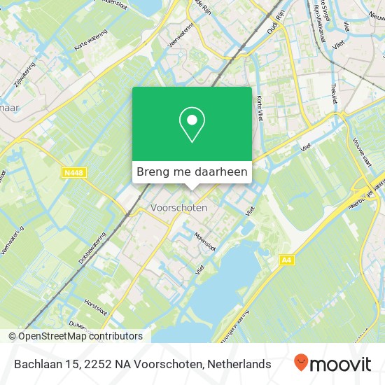 Bachlaan 15, 2252 NA Voorschoten kaart