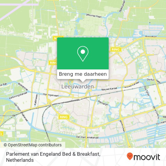 Parlement van Engeland Bed & Breakfast kaart