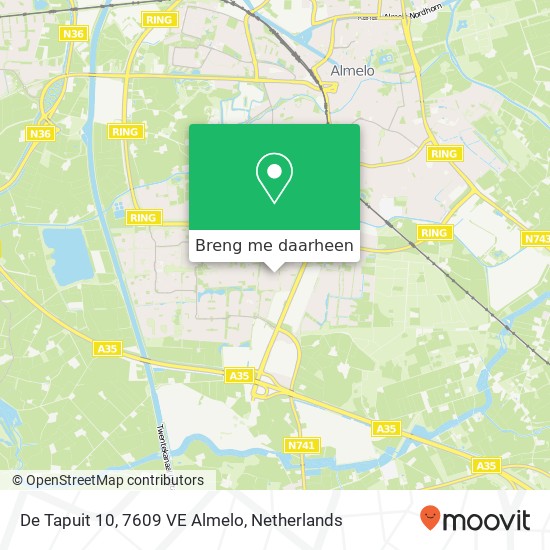 De Tapuit 10, 7609 VE Almelo kaart