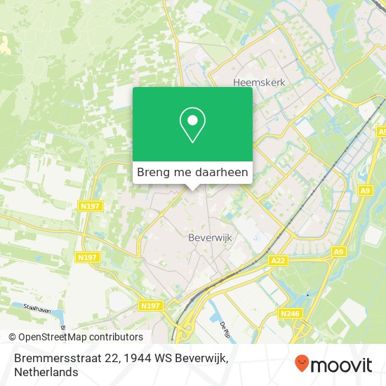 Bremmersstraat 22, 1944 WS Beverwijk kaart