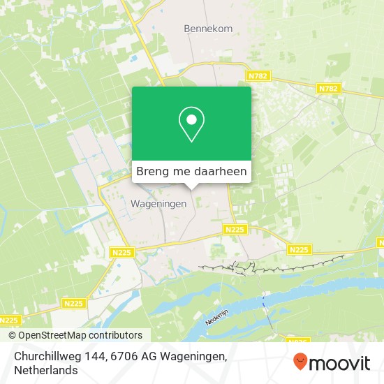 Churchillweg 144, 6706 AG Wageningen kaart