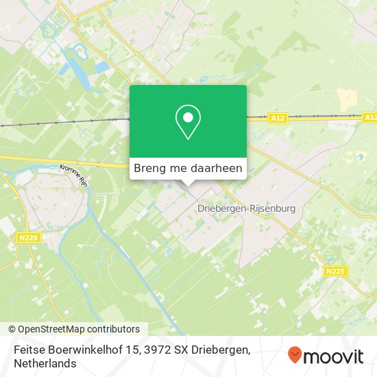 Feitse Boerwinkelhof 15, 3972 SX Driebergen kaart