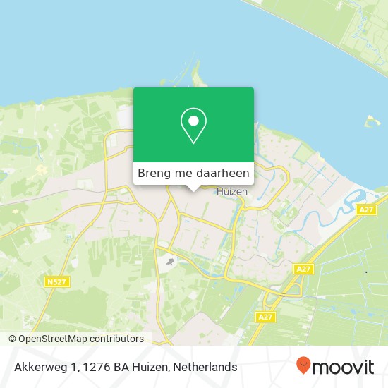 Akkerweg 1, 1276 BA Huizen kaart