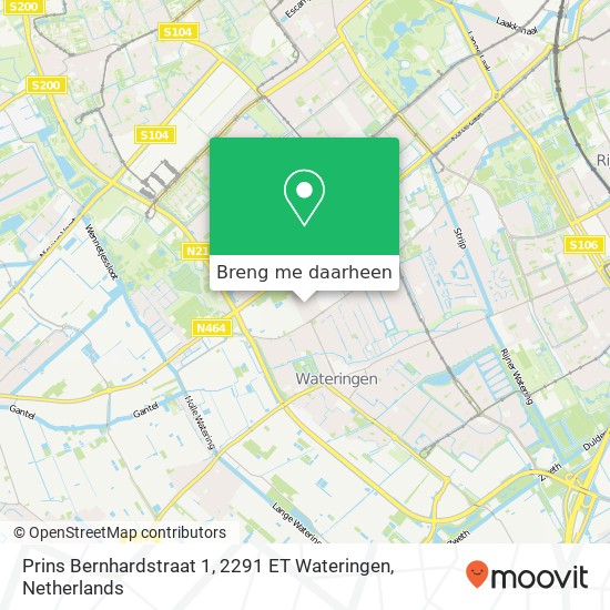 Prins Bernhardstraat 1, 2291 ET Wateringen kaart