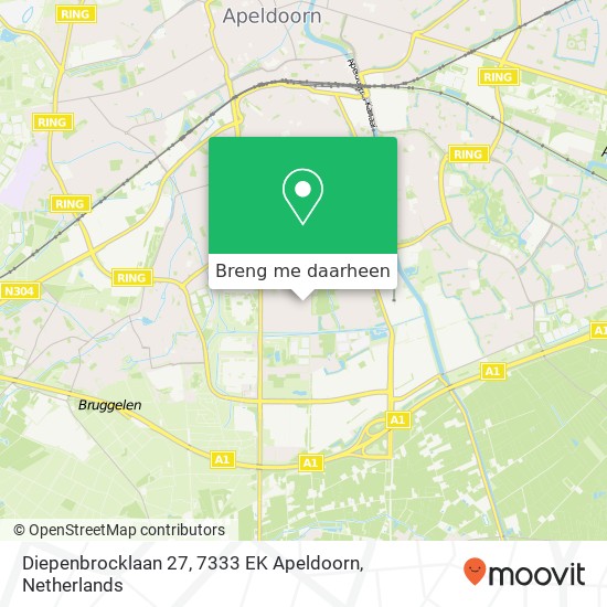 Diepenbrocklaan 27, 7333 EK Apeldoorn kaart