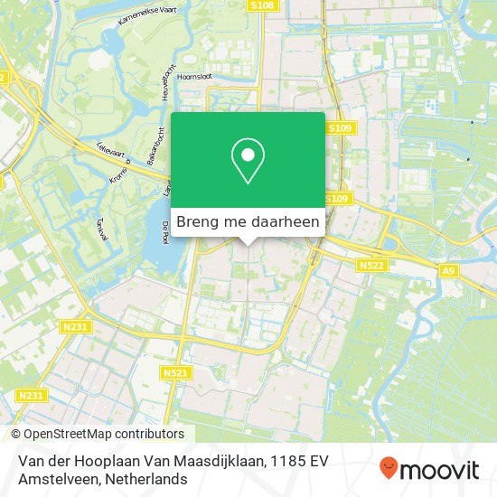 Van der Hooplaan Van Maasdijklaan, 1185 EV Amstelveen kaart