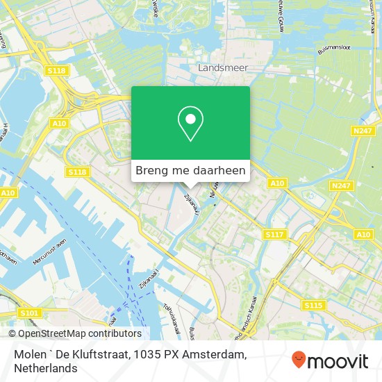 Molen ` De Kluftstraat, 1035 PX Amsterdam kaart