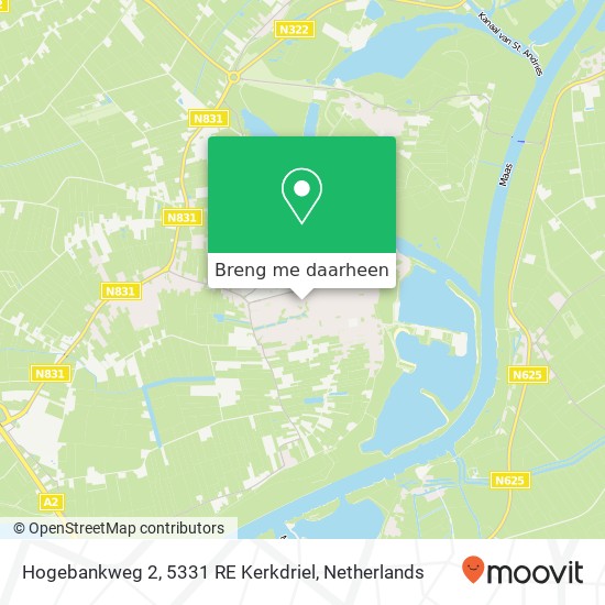 Hogebankweg 2, 5331 RE Kerkdriel kaart