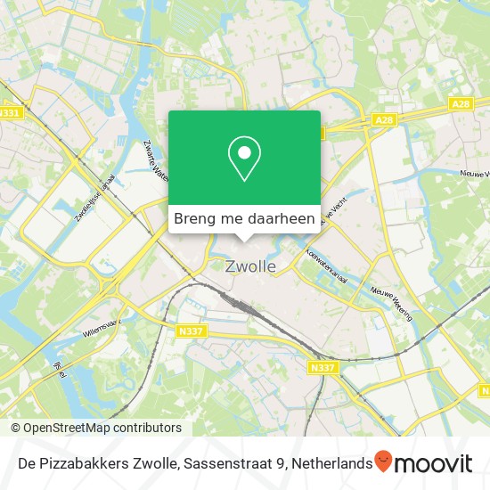 De Pizzabakkers Zwolle, Sassenstraat 9 kaart