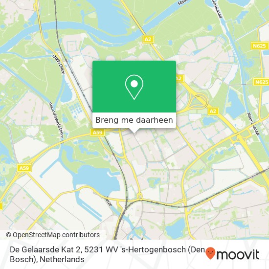 De Gelaarsde Kat 2, 5231 WV 's-Hertogenbosch (Den Bosch) kaart