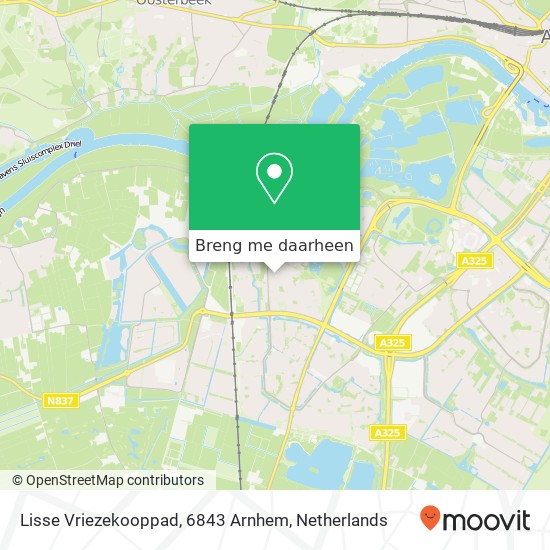 Lisse Vriezekooppad, 6843 Arnhem kaart
