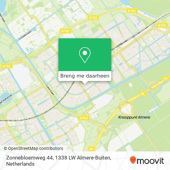 Zonnebloemweg 44, 1338 LW Almere-Buiten kaart