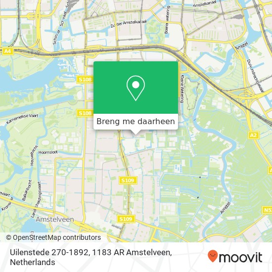 Uilenstede 270-1892, 1183 AR Amstelveen kaart