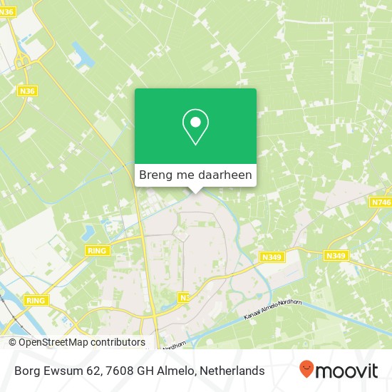 Borg Ewsum 62, 7608 GH Almelo kaart