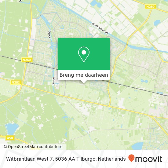 Witbrantlaan West 7, 5036 AA Tilburgo kaart