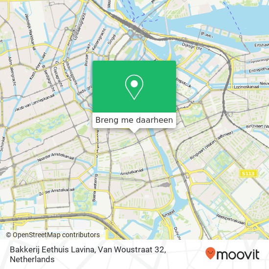 Bakkerij Eethuis Lavina, Van Woustraat 32 kaart