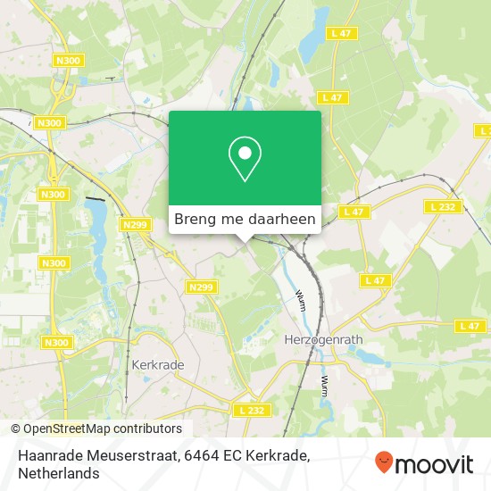 Haanrade Meuserstraat, 6464 EC Kerkrade kaart