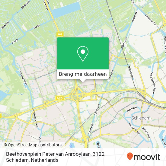 Beethovenplein Peter van Anrooylaan, 3122 Schiedam kaart