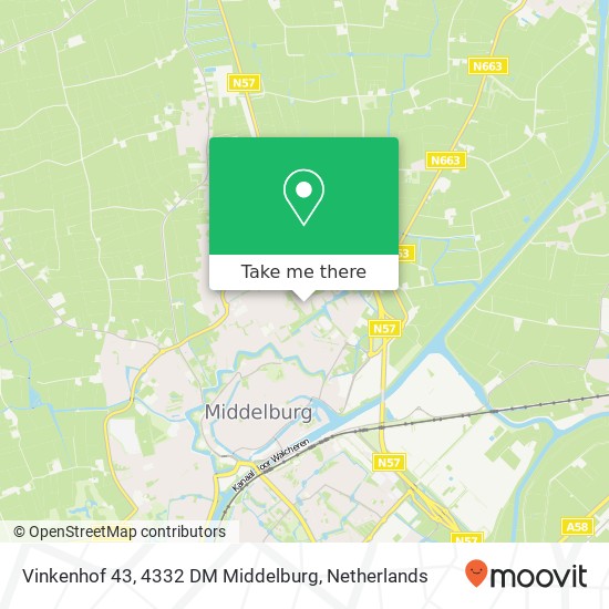 Vinkenhof 43, 4332 DM Middelburg kaart