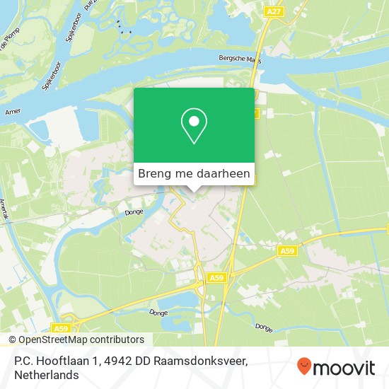 P.C. Hooftlaan 1, 4942 DD Raamsdonksveer kaart