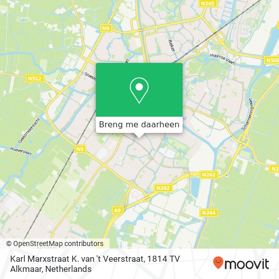 Karl Marxstraat K. van 't Veerstraat, 1814 TV Alkmaar kaart